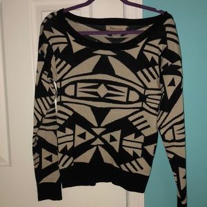 Black/tan tribal print sweater